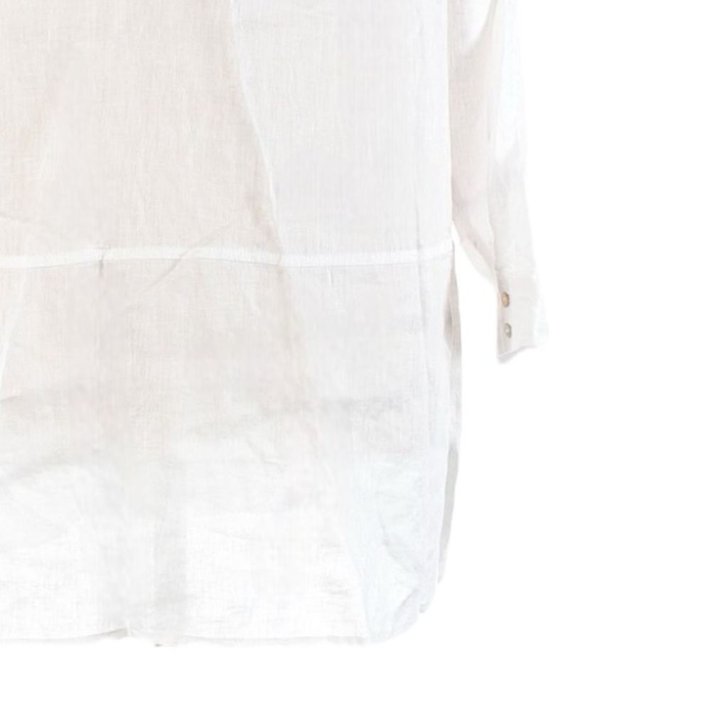 Tahari Button Down Shirt Size 1X NWT White 100% Linen Neutral Beachy Lightweight - Picture 5 of 9